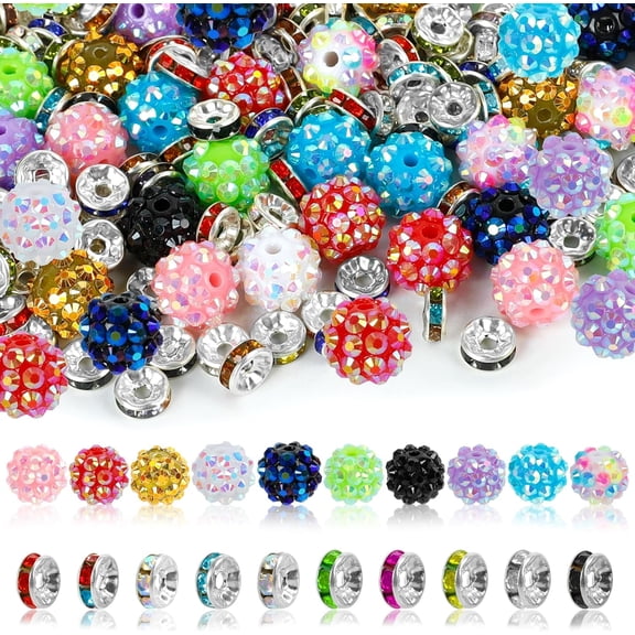 Suaxova 250 Pcs Funtopia Beads for Pens Keychains, Rhinestone Bead, Focal Beads for Beadable Pens, Spacer Bead for Bracelets