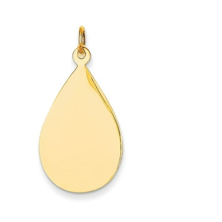 - 14k Yellow Gold .009 Gauge Engravable Raindrop Disc Pendant Charm Necklace Shaped Tear Drop Fine Jewelry For Women Gift Set