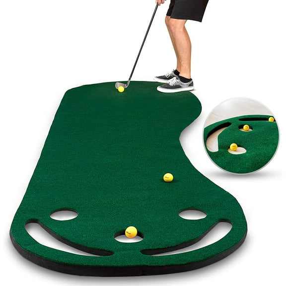 Abco Tech Golf Putting Mat | Putting Green Golf Mat | Grassroots Mat | Golf Mats Measure 9 x 3 feet | 3 Yellow Golf Balls Included