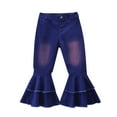 thumbnail image 3 of EnJoCho Toddler Denim Bell Bottom Pants Baby Girls Trousers Ruffle Flare Jeans for Kids 1-6Y Winter Baby Girl Snow Pants Girl Leggings Baby Girl Little Girls Ruffle Fashion Clothes, 3 of 6