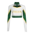 thumbnail image 3 of TiaoBug Women Girls Cheer Leader Uniform Dress Cheerleading Outfits Sparkle Long Sleeve Crop Top with Skirt Set Green XL, 3 of 7