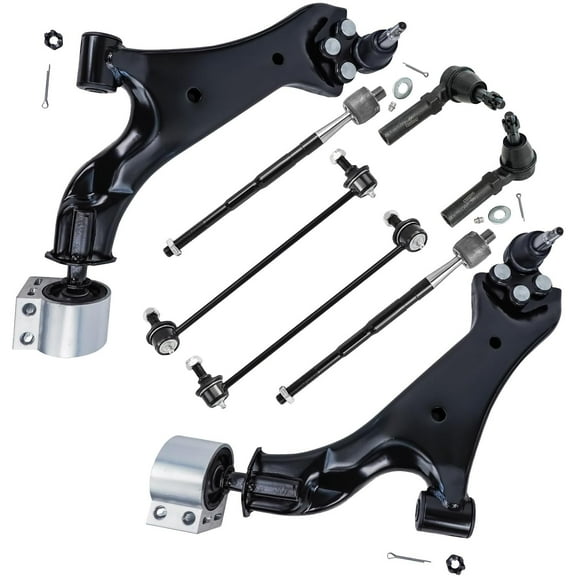 Detroit Axle - Front Lower Control Arms w/Ball Joints Sway Bars Inner & Outer Tie Rods Replacement for 2010-2017 Chevy Equinox GMC Terrain