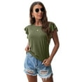 thumbnail image 6 of JWD Summer Ruffle Short Sleeve Knit Tunic Tops Shirts Tank Tee Blouse For Women, 6 of 6