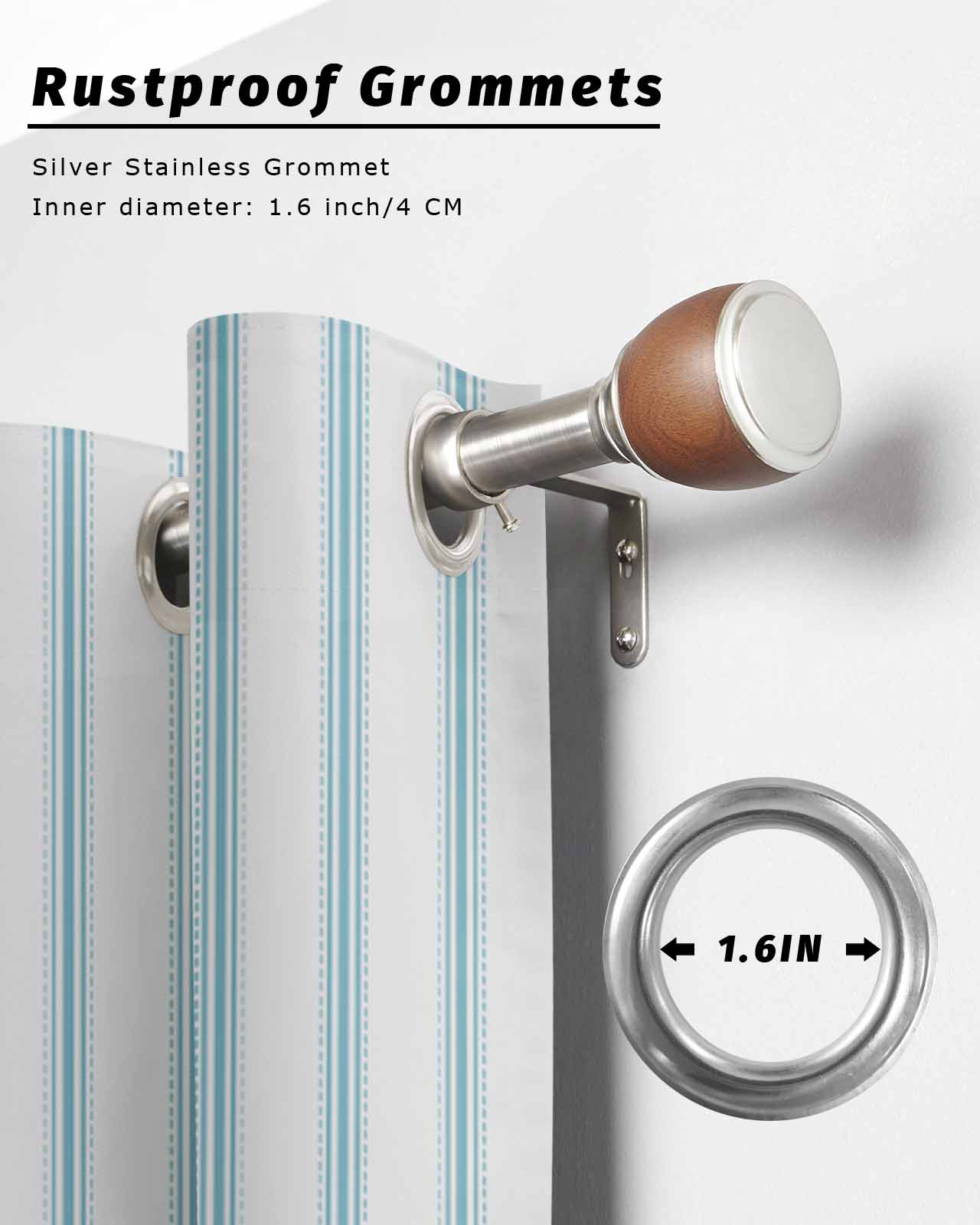 Blue Striped Outdoor Curtains for Patio, Blue White Stripes Farmhouse Privacy Drapes Grommet Waterproof Outside Curtains for Porch/Cabana/Balcony 54"x 108", 1 Panel
