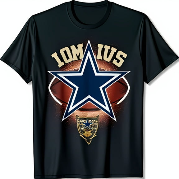 Men s Black T-Shirt with Blue Star Design