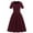 Burgundy, variant on IROINNID Wedding Guest Dresses for Women Formal Evening Night Dress Retro V-neck Short Sleeves Bowknot Button Belt Large Elegant A-Line Dress,Burgundy