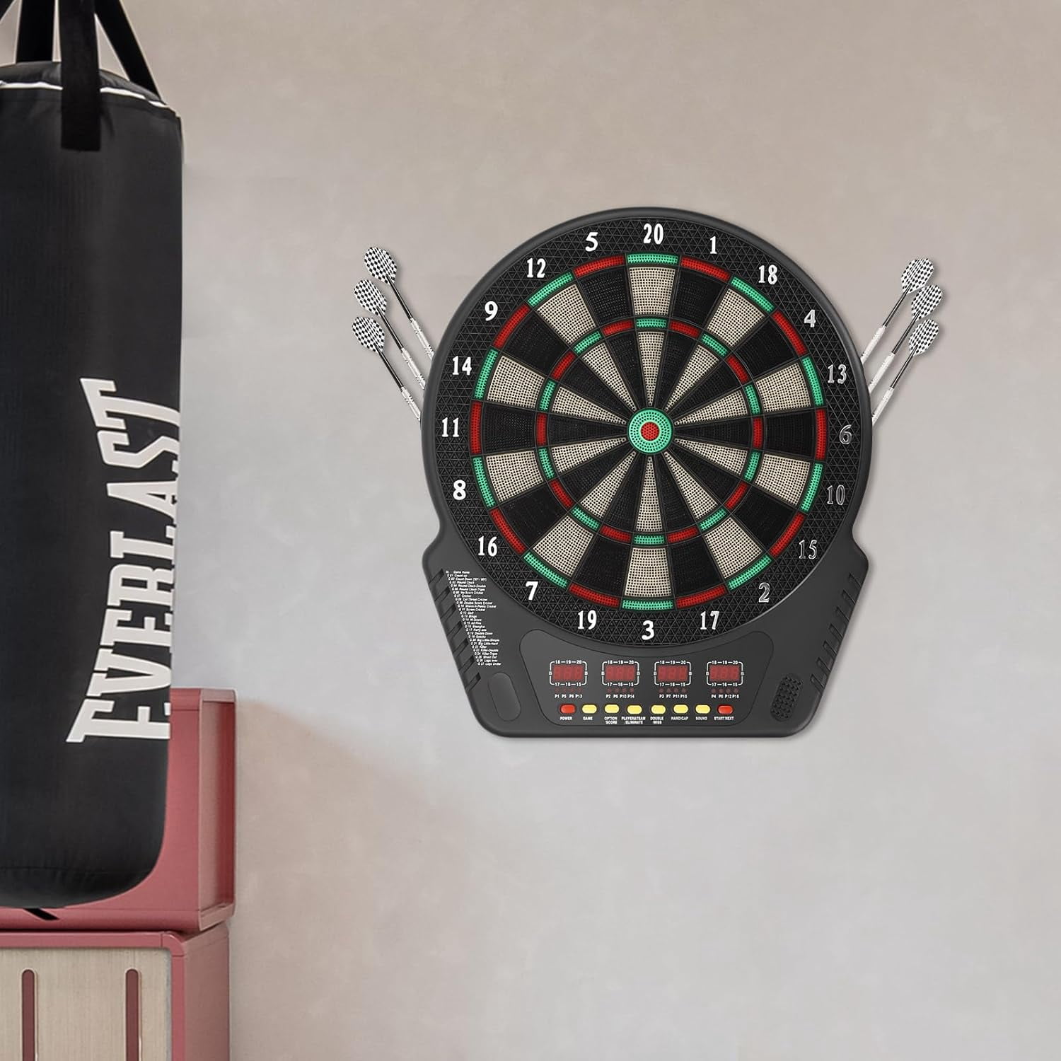 Electronic Dart Board Soft Tip Dartboard Set 27 Games with 243 Variants 6 Darts, Digital Electric Dart Boards with Colorful LED