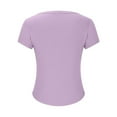 thumbnail image 4 of Purple M WIZUTIZ Crop Tops for Women up to 50% Off Cotton Soft Tops Solid Loose Fit Retro Short Sleeve Shirts Cotton Linen Ladies Blouse Elegant Lightweight Tshirt Plus Size Trendy Round Neck T-shirt, 4 of 5