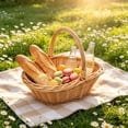 thumbnail image 4 of Rattan Garden Baskets for Gathering Vegetables, Mini Picnic Basket with Handle, Multipurpose Harvest Basket Woven Easter Basket for Fruits, 4 of 8