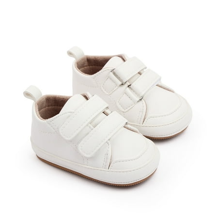 Michellecmm Infant Baby Boys Girls Moccasins Sneakers Solid Color/Contrast Color PU Leather Anti-Slip Sole Prewalker First Walker Shoes