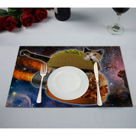 

GCKG Galaxy Hamburgers Space Cat Placemats 12x18 inches Set of 2