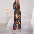 thumbnail image 2 of Bingfone Womens Pajama Sets Colorful Cats Print,Long Sleeve Loungewear Pajamas Set-Large, 2 of 8