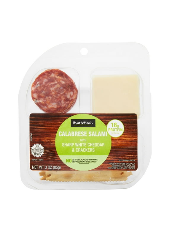 Marketside Sliced Calabrese Salami with Sharp White Cheddar & Crackers, 3 oz, 1 Count