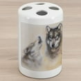 thumbnail image 1 of Colorful Ceramic Toothbrush Holder, Blur Mystic Painting of Young Native Man Feather Wolves, Decorative Versatile Countertop for Bathroom, 4.5" X 2.7", Multicolor, by Ambesonne, 1 of 4