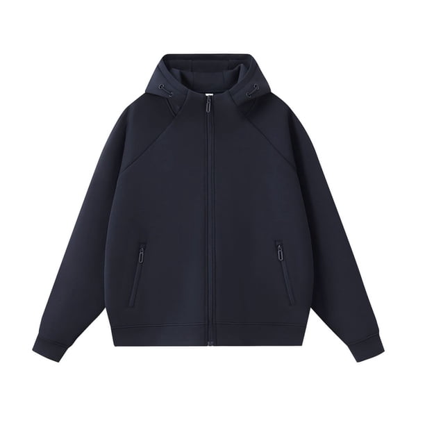 Autumn/Winter Heavyweight 400G High-Neck Zipper Hoodie Men's Thick Solid Color Hooded Sweatshirt Couple Style Casual Top