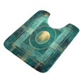thumbnail image 2 of Toilet Rug U-Shaped Bathroom Rugs Non-Slip Soft Plush Machine Washable Contour Bath Mat Abstract Teal Geometric 24x20, 2 of 9
