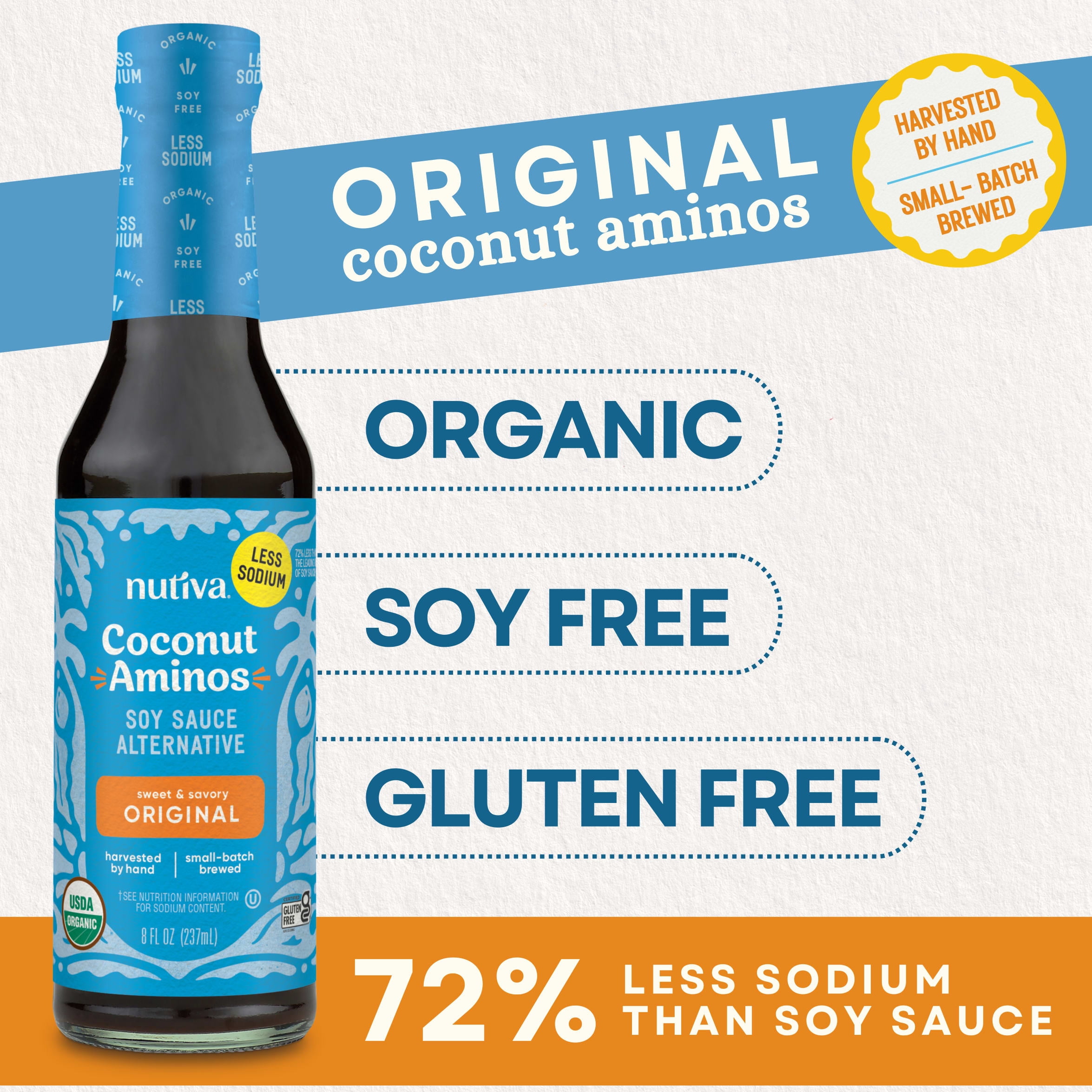 Nutiva, Coconut Aminos Organic Soy Free Seasoning Sauce & Marinade, 8 fl oz
