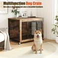 thumbnail image 3 of Waleaf Dog Crate Furniture with Cushion, Double Doors Wooden Dog Kennel Indoor with Wheels, 3 of 8