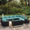 thumbnail image 1 of vidaXL 12 Piece Patio Lounge Set with Cushions Black Poly Rattan, 1 of 5