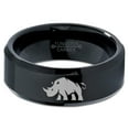 thumbnail image 2 of Tungsten Bulky Rhino Rhinoceros Band Ring 8mm Men Women Comfort Fit Black Beveled Edge Polished, 2 of 4