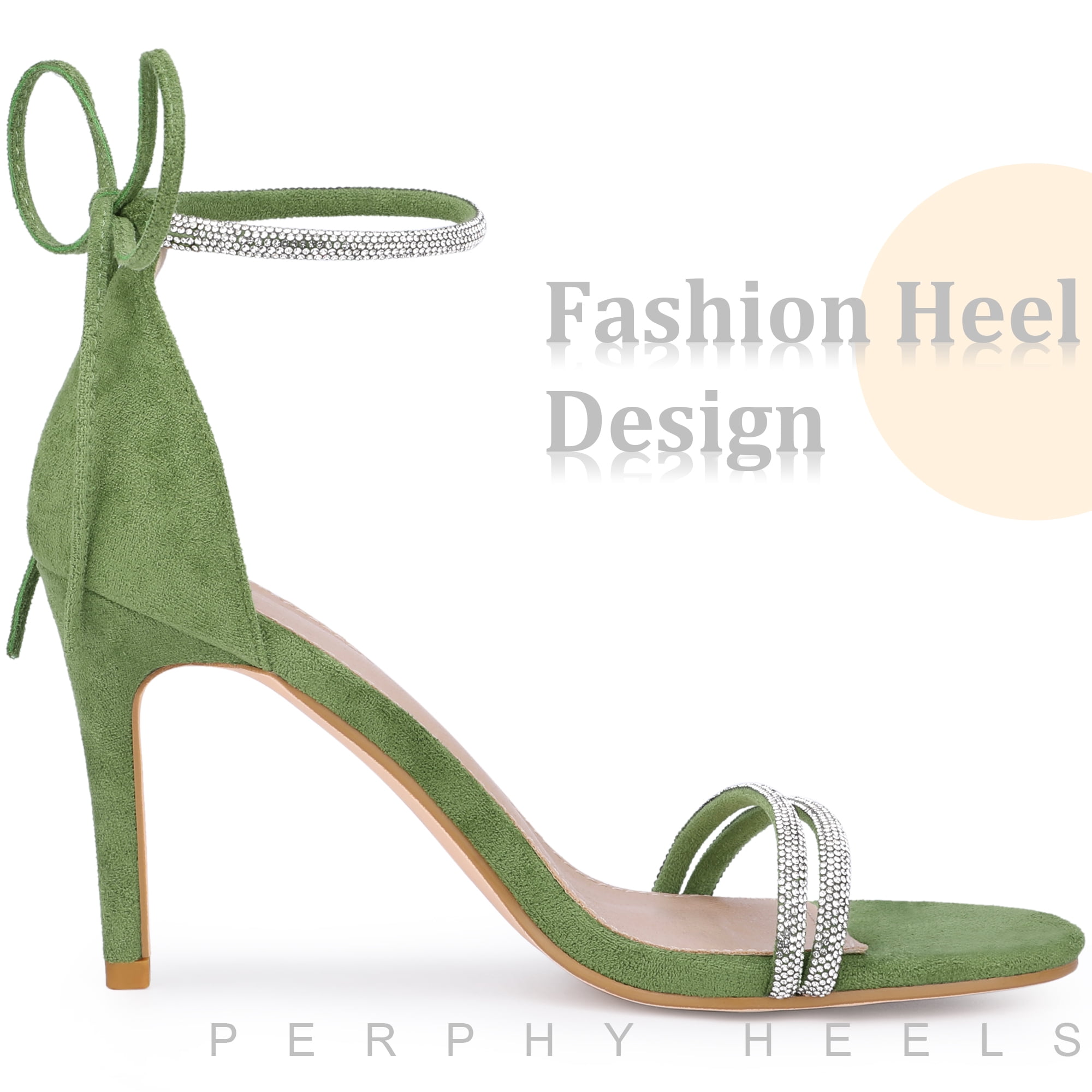 DARING DIVA Women's Ankle-Tie Stiletto Heels Sandals Olive Green 10