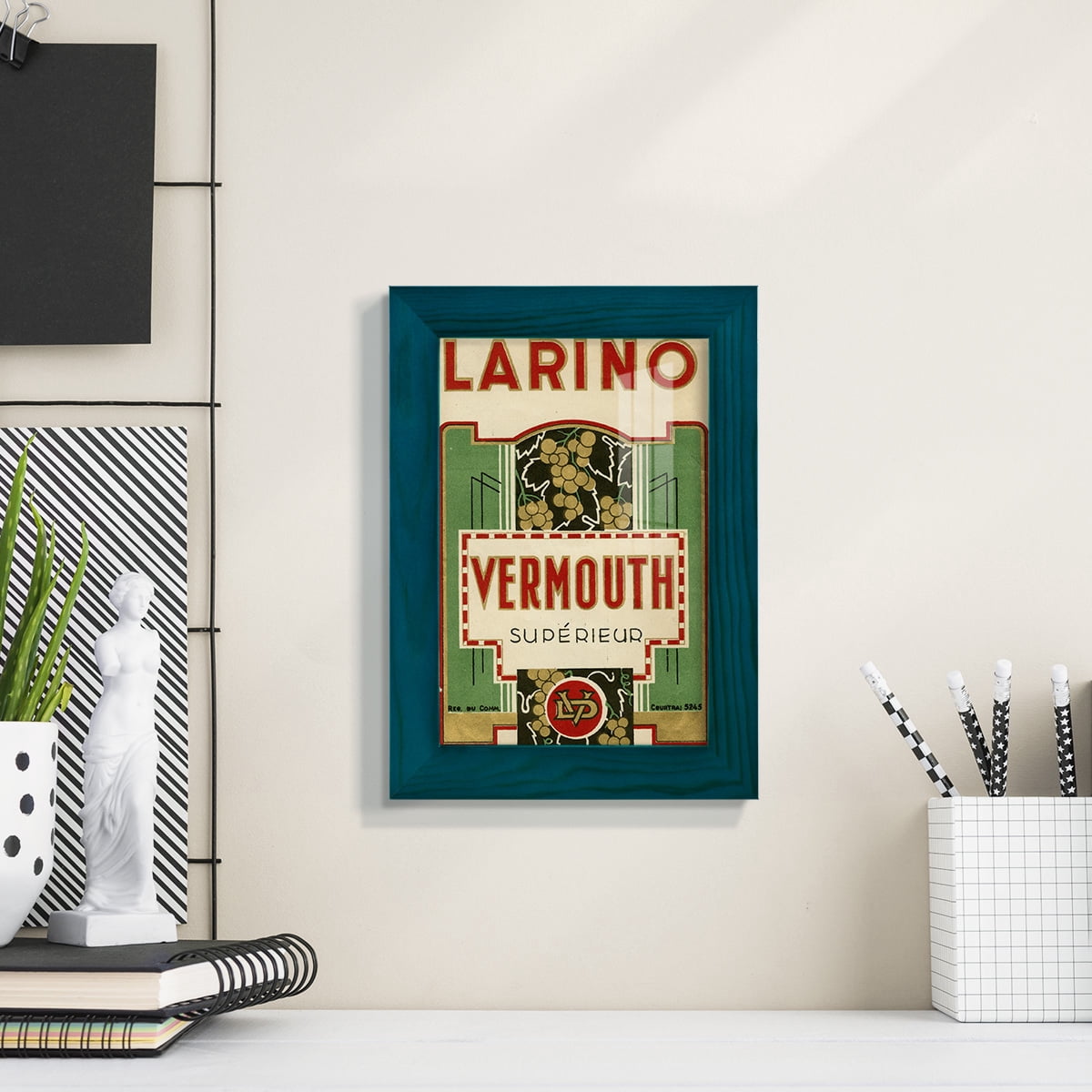 Larino Vermouth -Framed Print w/glass-Ocean Blue