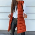 thumbnail image 6 of Long Puffer Vest Jackets Womens Hooded Mid-length Warm Lightweight Zip-up Cotton Puffy Down Coat Winter Outwear (M, Orange A), 6 of 7