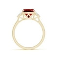 thumbnail image 4 of ANGARA Lab Grown 2.6 Ct Cushion Ruby Engagement Ring with Trio Diamonds in 14K Yellow Gold for Women (Size-8mm) | July Birthstone, Birthday, Anniversary, Jewelry Gift for Women | Lab Grown Ruby Ring, 4 of 7