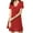 Red, variant on MODA NOVA Juniors Tie V Neck Short Sleeve Ruffle Floral a-Line Dress