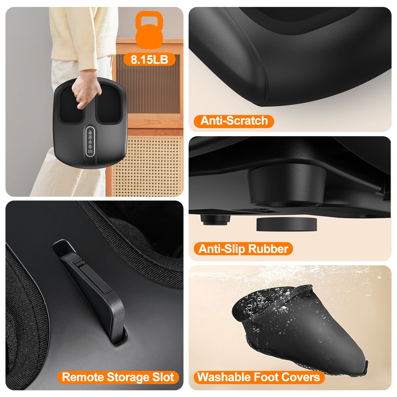 2026 Hlthair Shiatsu Foot Massager with Heat for Deep Kneading, Heating, Air Compression Feet Massage for Pain Relief, Plantar Fasciitis and Circulation Multi-Level Settings for Home, Office Use