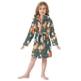 thumbnail image 6 of FORMRS Kids Bathrobe Unisex Hooded Robe Toddler Pajamas Sleepwear, Size 7-9T, Blue Floral Oranges, 6 of 7
