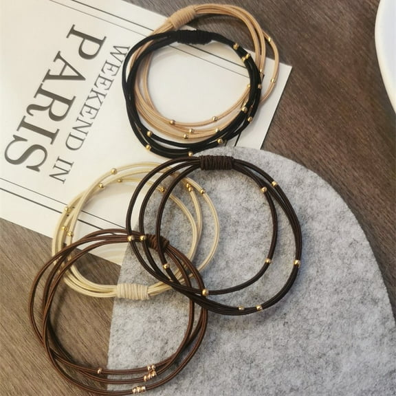 OUNONA Set of 10 Beaded Hair Ties with High Elasticity Triple Layer Bands for Women, No Damage Hair Elastics, Stylish Accessories