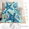 thumbnail image 5 of Blue Starfish Coastal Blanket Soft Cozy Warm Throw Blanket for Couch, Plush Fuzzy Flannel Fleece Blankets for Sofa, Summer Beach Shell Conch Nautical Bed Blankets Lightweight Gifts for Women, 50"x80", 5 of 9
