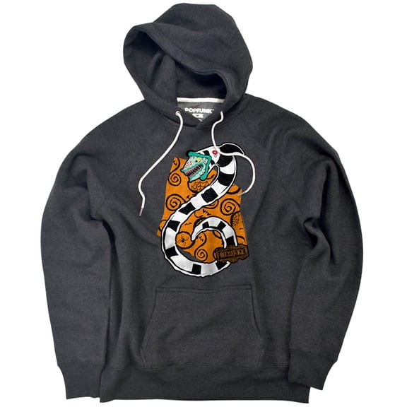 Beetlejuice Worm Unisex Adult Slim Fit Pull-Over Heather Hoodie, Charcoal, Small