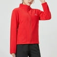 thumbnail image 4 of IROINNID Cardigan for Women Open Front And Winter Long Sleeve Solid Color Fleece Jacket Stand Collar Zipper Cardigan Outerwear Casual Coat,Red, 4 of 9