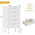 thumbnail image 6 of Grooved 5 Drawer Storage Cabinet, Dressing Table with Gold  Metal  Handles, Small Dressing Table, Storage Cabinet Organizer, Wooden Chest of Drawers Dressing Table for Bedroom, Living Room, Hallway, 6 of 6