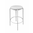 thumbnail image 2 of Benjara Neni 30" Barstool Set of 2- Round Cushioned Seat- White Faux Leather, 2 of 6