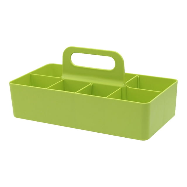 Caja de almacenamiento con múltiples compartimentos, cesta apilable, organizador para el hogar verde