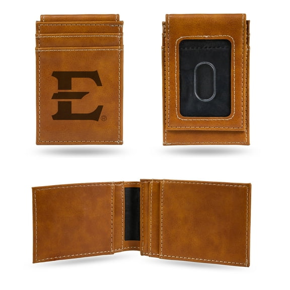 East Tennessee State Laser Engraved Front Pocket Wallet - Brown
