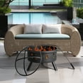 thumbnail image 6 of 30" Garden Fire Pit for Patio, HexShaped Steel Fire Pit with Flame-Retardant Lid, Outdoor Metal Fire Pit with Poker, Multifunctional Heater/Grill/Ice Pit for Backyard Patio Garden BBQ Grill, S1775, 6 of 11