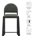 thumbnail image 4 of Counter Stool Chair, Gray, Fabric, Metal, Bar Pub Cafe Bistro Dining Kitchen Hospitality Restaurant, Modern Contemporary, HB37835, 4 of 10