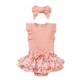 thumbnail image 2 of Lilgiuy Newborn Baby Girl Clothes Stripe Romper Sleeveless Dress Cute Lace Ruffles Bodysuit Toddler Baby Girl Summer Outfits for Going Out (Pink,9-12 months), 2 of 5