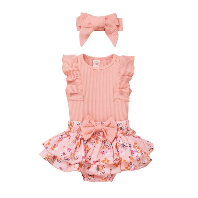 Rompers Girls Round Neck Sleeveless Stripe Lace Patchwork Flower Print Jumpsuit