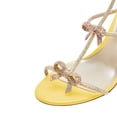 thumbnail image 4 of FSJ Women Sexy Bows Rhinestone Open Toe Sandals Strappy Stiletto High Heels Ankle Buckle Backless Wedding Party Dress Shoes Size 8 Yellow, 4 of 4