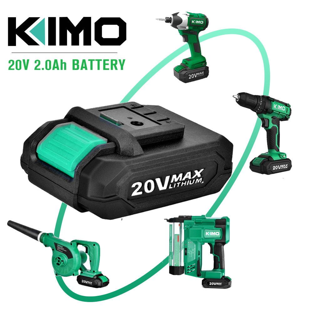 KIMO 20V 2.0Ah Lithium Ion Battery For KIMO 20V Tools Drill Driver Leaf Blower etc. Share Battery Powerful and Durable