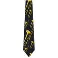 thumbnail image 1 of BuyYourTies - Mens Novelty Trombone Necktie - Black Gold, 1 of 1