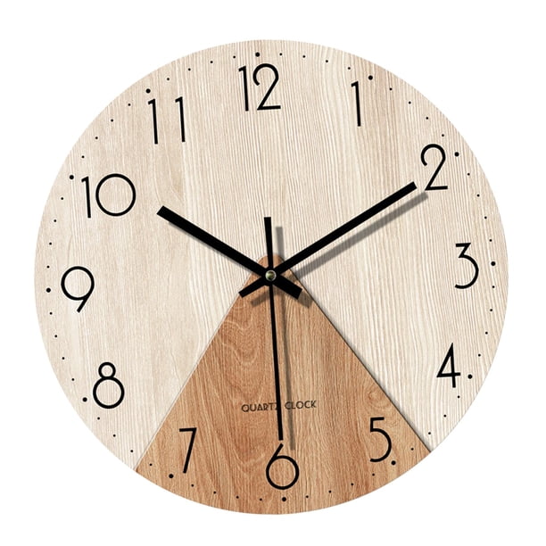 Reloj de pared decorativo redondo de 12 pulgadas, silencioso, elegante y único. Color madera blanca.