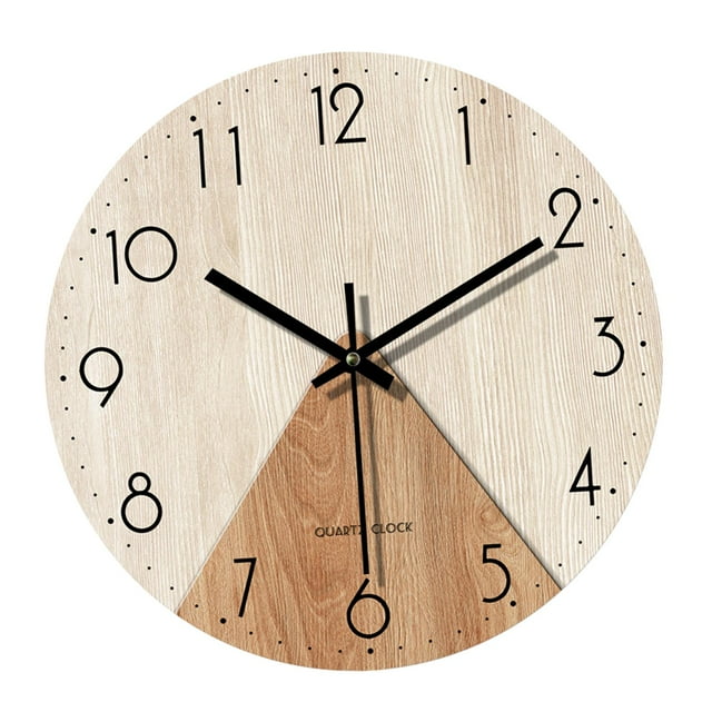 Reloj de pared decorativo minimalista de madera de 30 cm, adorno redondo único, arte de pared. Color madera blanca.