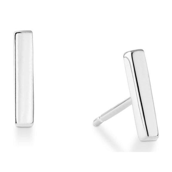 MiaBella 925 Sterling Silver or 18Kt Yellow Gold Over Silver Minimalist Flat Bar Dainty Stud Earrings for Women, Made in Italy (sterling silver)