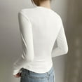 thumbnail image 4 of Womens' Crewneck Long Sleeve Slim Fitted Casual Top T-Shirts Stretchy Basic Shirt White XL, 4 of 4
